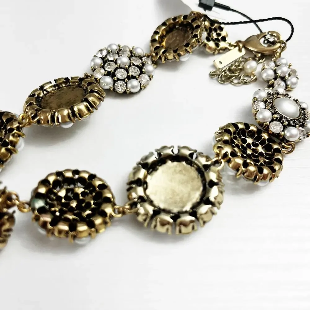 NEW White House Black Market Faux Pearl & Rhinestone Statement Necklace